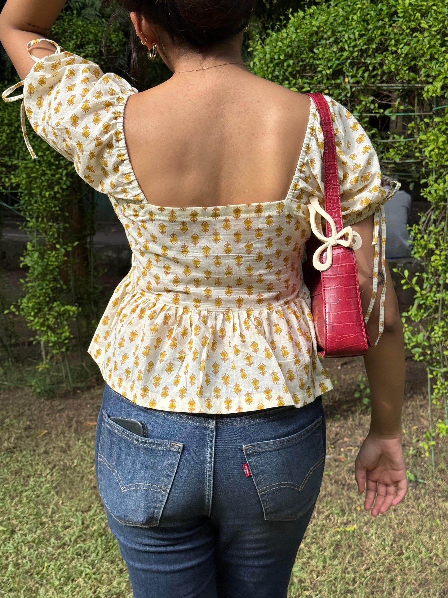 SIMRAN PUFF SLEEVES TOP - house of varya